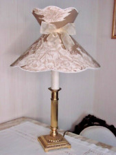 Abat-jour  a collerette festonné toile de Jouy marron  "Scènes galantes " 30cm