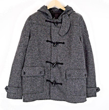 Replay Hommes Manteau XL Gris Laine à Capuche Manche Longue Snap Fermeture