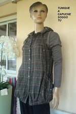  ROBE TUNIQUE SOGGO ECOSSAISE A CAPUCHE ASYMETRIQUE LOOSE  TAILLE UNIQUE NEUVE 