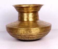 Laiton Antique Main Crafted Théière Original Old Fin Gravé, Rare Trouver