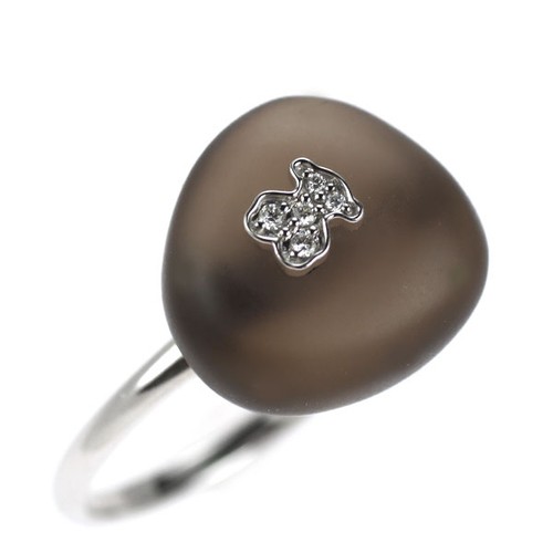 Bague diamant quartz fumé