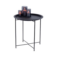 ® Table de jardin pliante noire - Diamètre  47 cm - Hauteur  50 cm - Table d'...