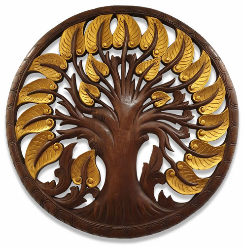 Bois tableau mural bodhi arbre - bois,