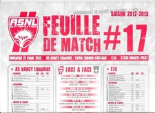 Feuille de match N°17 ASNL -