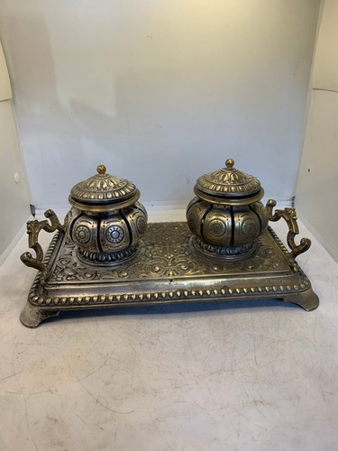 Ancien encrier bronze metal - encrier, en