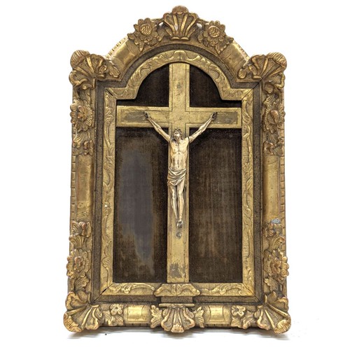 Crucifix dans son cadre - , bois