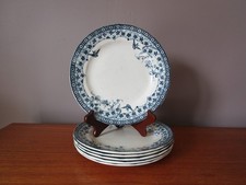 6 Assiettes à dessert Terre de Fer Boulenger Choisy le Roi Modèle Alençon oiseau