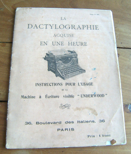 Dactylographie acquise en - la,