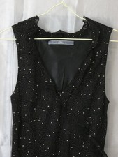 CAROLL Robe HABILLEE ELEGANTE Femme Taille 40 Noire Beige A POIS VOLANTS