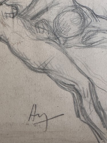 Ancien dessin portrait jeune