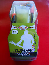 CABLE GUITARE PRO BESPECO 6.0M GUITAR MONO 1/4" JACK 1/4" JACK 90° BLACK 