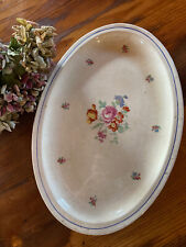 Grand plat ancien en faïence de Grigny, C.A.C Labrut & Cie, décor floral, 1950