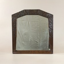 French Art Deco Oak Wood Carved Decorative Mirror