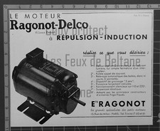 MOTEUR RAGONOT DELCO REPULSION INDUCTION  publicité 1935 