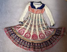 robe anarkali rouge et nude 