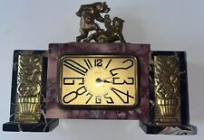 FRATIN/DEP Pendule Art Déco en bronze et marbre. Combat d’ours à la dague Signé