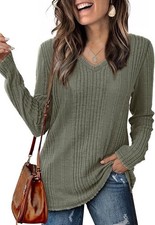 Pull Femme Col V Couleur Vert