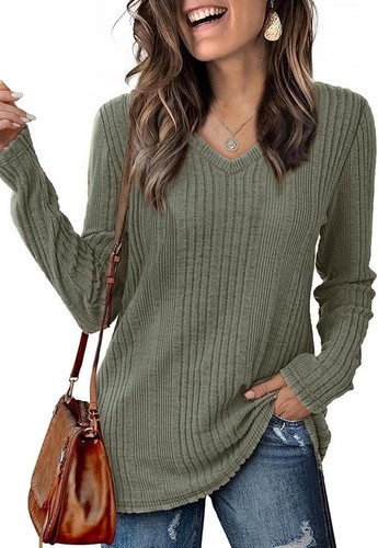 Pull femme col couleur vert - pull, v