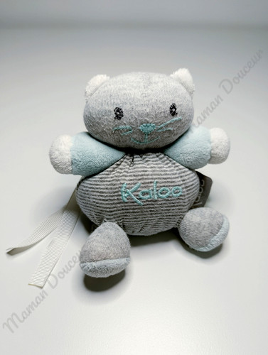 Peluche doudou chat boule - boule, bleu