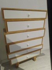 Chiffonnier style scandinave avec six tiroirs en pawlonia blanc 