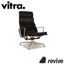 Vitra EA 222 Soft Pad Fauteuil En Cuir Noir Fonction Manuelle