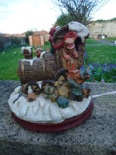 LAMPE VEILLEUSE DECOR TRAIN ET LAPINS EN RESINE DE 18 CM - ANNEE 1993