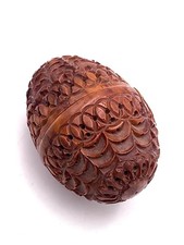 Œuf boîte à chapelet ancien en corozo – Grand modèle