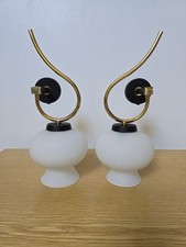 PAIRE APPLIQUE LAITON-MÉTAL-VERRE SATINÉ DESIGN 50 60 VINTAGE DLG ARLUS LUNEL