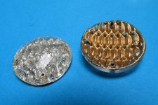 STRASS à COUDRE anciens VERRE MOULé ART DÉCO transparent doré lot de 12 ø: 22 mm