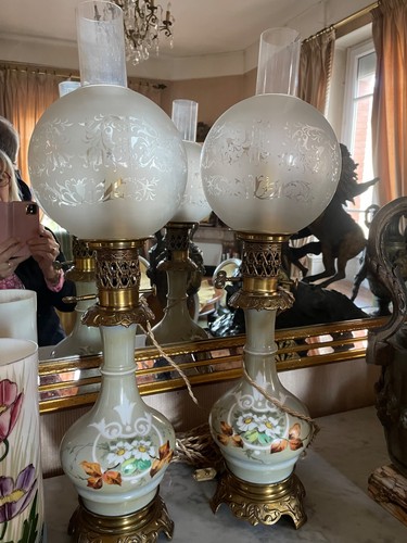 Lampes anciennes opaline - opaline, et