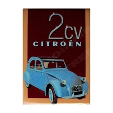 plaque métal publicitaire bombée   15 x 21cm :  Citroën  2CV.