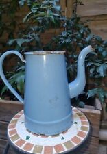 Pichet broc jug Émaillé bleu Ancien - vintage
