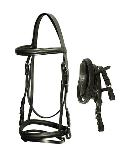 Bridon anglais cuir pour poney - cuir,