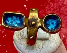 bague  bronze émaillée bleu