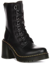 DR MARTENS Chesney Évasé Talon Lacet Combat Femmes Bottes Noir UK 3 - 7