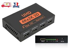 Splitter 1x4 HDMI HUB Répartiteur Full HD 4K 1 HDMI entrée 4 sortie, HDCP 1080P 