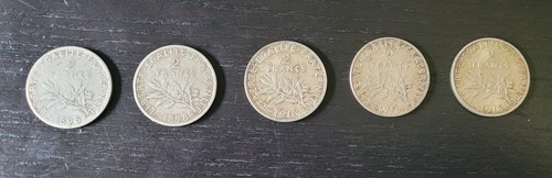 Lot pièces 2 francs - de,