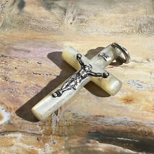 Croix Ancienne Nacre  3 cm Mother of Pearl Victorian XIXe Cross