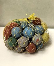 1970 jeu de Bille en terre cuite Sachet filet Calot 70' Vintage Ancien Bazar toy