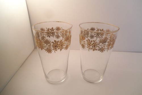 Vintage clear glass gold rose - vintage,