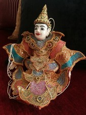 MARIONNETTE ancienne théatre Birmane à fil et bois 