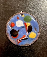 Job Rare Pendentif Emaillée Limoges? Bijoux French Antique Jewellery 1970