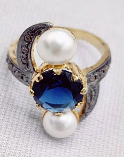 Bague perles saphir - en,