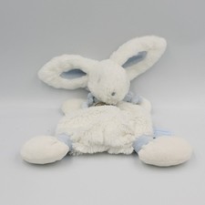 Doudou plat lapin blanc bleu