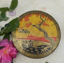 ANCIENNE BOITE RONDE FER TOLE  PUBLICITAIRE ART DECO PIERROT GOURMAND BONBONS