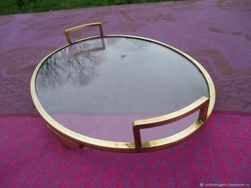 Plateau ancien verre bronze - ancien,