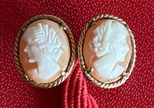 Boucles D'oreilles Ancienne Or 14 Carat Camée 1,5 Grammes