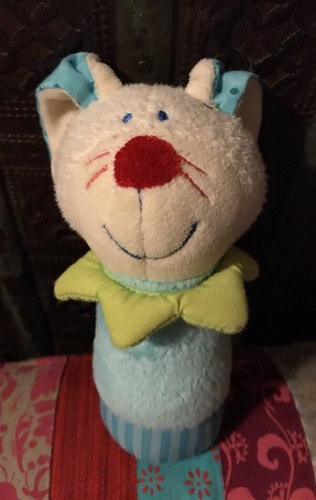 Doudou lapin hochet bleu - lapin,