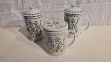 lot de 3 Tasses Mug Tisanière Rosemary vintage décor floral  plante aromatique