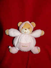 Doudou Peluche TAKINOU Ours Beige Vichy Rose 16 cm